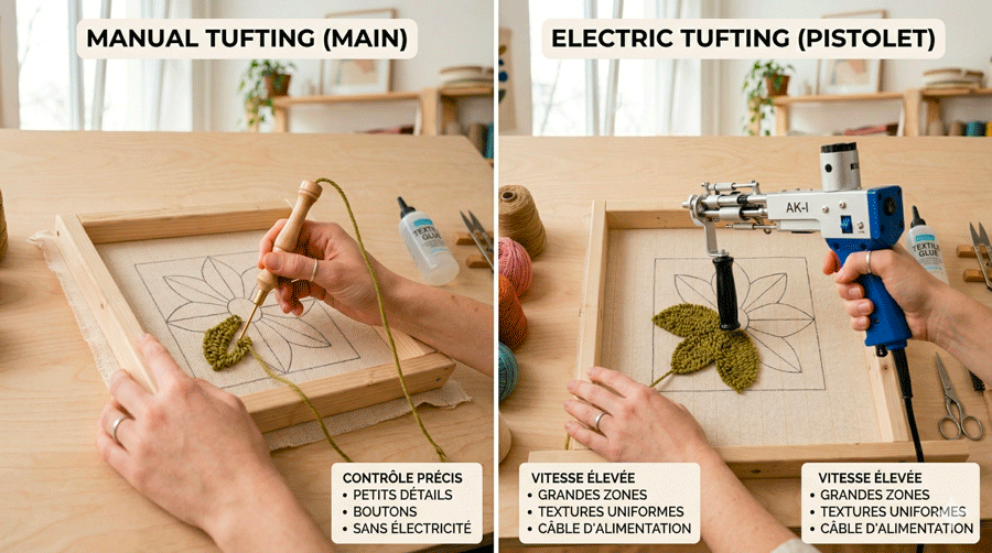 Différence entre cut pile et loop pile en tufting débutant