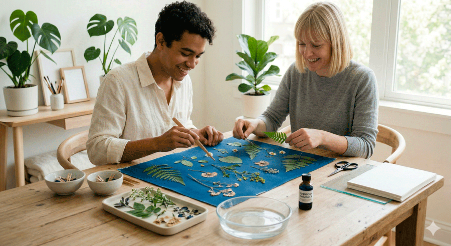 Deux personnes faisant une activité manuelle en couple de canyotype