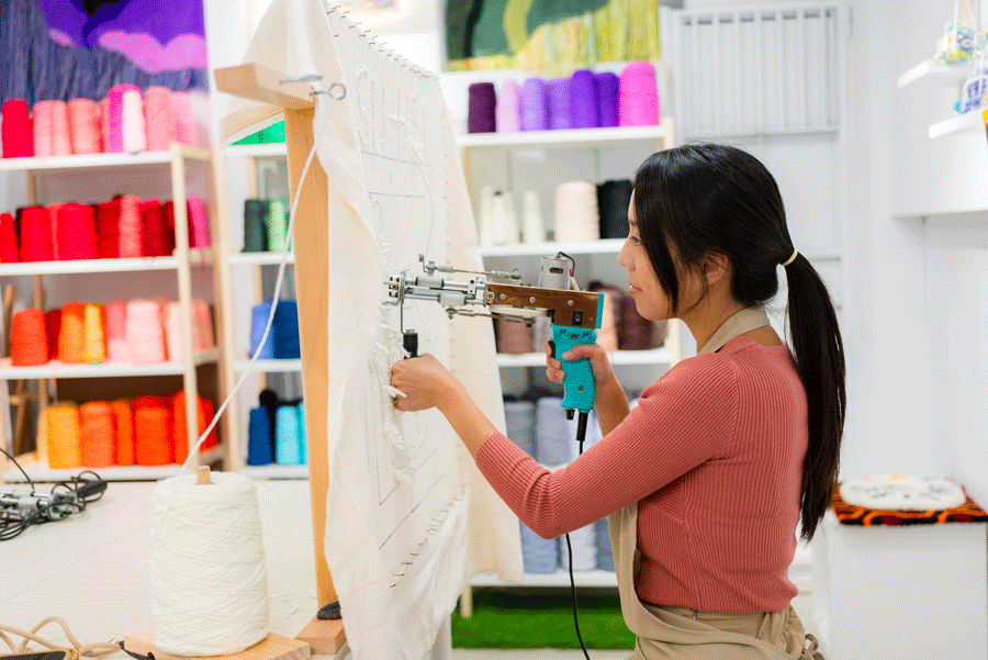 Technique du pistolet tufting